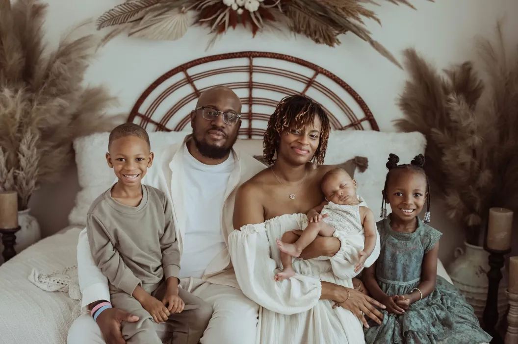 Novant Health patient Amirah McCree with her husband and 3 young children